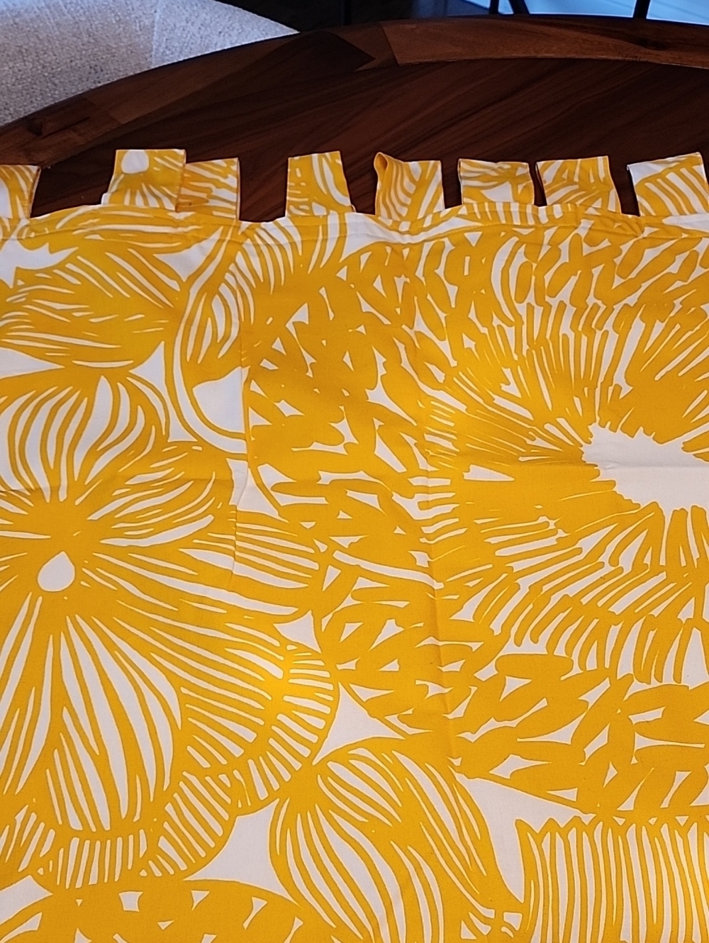 3 Marimekko Yellow and White Yellow Tab Curtains